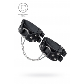 Черные кожаные оковы с двумя ремешками - Pecado - купить с доставкой в Ангарске