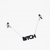 Зажимы на соски с кожаной подвеской Bitch - Crazy Handmade - купить с доставкой в Ангарске