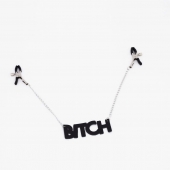 Зажимы на соски с кожаной подвеской Bitch - Crazy Handmade - купить с доставкой в Ангарске