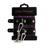 Черно-фиолетовые скругленные наручники с мягкой подкладкой - Crazy Handmade - купить с доставкой в Ангарске