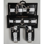 Набор фиксаторов из черной и белой натуральной кожи - Crazy Handmade - купить с доставкой в Ангарске