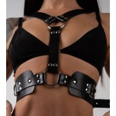 Черная кожаная двусторонняя портупея - Crazy Handmade - купить с доставкой в Ангарске