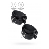 Черные кожаные оковы с двумя перекрёстными ремешками - Pecado - купить с доставкой в Ангарске