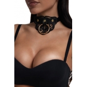 Черный чокер с клепками и золотистой фурнитурой - Crazy Handmade - купить с доставкой в Ангарске