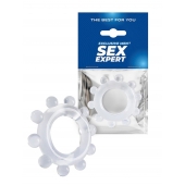 Прозрачное эрекционное кольцо со стимулирующими шариками - Sex Expert - в Ангарске купить с доставкой