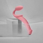 Розовый безремневой страпон Strap-on-me Semi-Realistic Bendable Strap-On size L - Strap-on-me - купить с доставкой в Ангарске