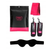 Черно-розовый эротический набор: маска, наручники и повязка - Erokay - купить с доставкой в Ангарске