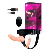 Женский страпон с 2 насадками, вибрацией и пультом ДУ - Erowoman-Eroman - купить с доставкой в Ангарске