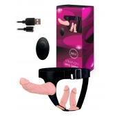 Женский страпон с 3 насадками и вибрацией - Erowoman-Eroman - купить с доставкой в Ангарске