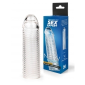 Прозрачная закрытая насадка на пенис с ребрышками - 16 см. - Sex Expert - в Ангарске купить с доставкой