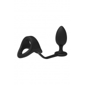 Черное эрекционное кольцо с анальной пробкой Cockstrap With Anal Plug - Dream Toys - в Ангарске купить с доставкой