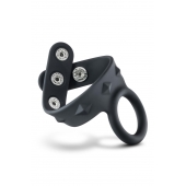 Черное эрекционное кольцо с подхватом мошонки на кнопках VS6 - Blush Novelties - в Ангарске купить с доставкой