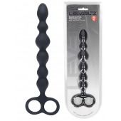 Черная анальная цепочка Beaded Silicone Anal Probe with Double Loop - 24 см. - Shots Media BV