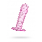 Гелевая розовая насадка с шипами - 12 см. - Toyfa Basic - в Ангарске купить с доставкой