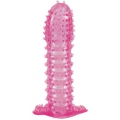 Гелевая розовая насадка с шипами - 12 см. - Toyfa Basic - в Ангарске купить с доставкой