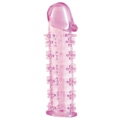 Гелевая розовая насадка на фаллос с шипами - 12 см. - Toyfa Basic - в Ангарске купить с доставкой