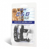 Утяжка на пенис на замочке Duo Cock And Ball Lock - BlueLine - купить с доставкой в Ангарске