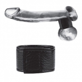 Чёрная утяжка на мошонку 1  Velcro Ball Stretcher - BlueLine - купить с доставкой в Ангарске