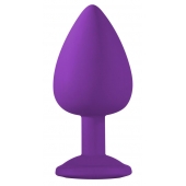 Большая фиолетовая анальная пробка Emotions Cutie Large с голубым кристаллом - 10 см. - Lola Games - купить с доставкой в Ангарске