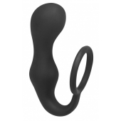 Чёрное эрекционное кольцо с анальной пробкой Double Pleasure Anal Plug - Lola Games - в Ангарске купить с доставкой