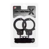 Чёрные наручники из листового металла в комплекте с веревкой BONDX METAL CUFFS LOVE ROPE SET - Dream Toys - купить с доставкой в Ангарске