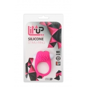 Розовое эрекционное кольцо с щеточкой LIT-UP SILICONE STIMU RING 5 - Dream Toys - в Ангарске купить с доставкой