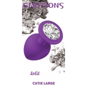 Большая фиолетовая анальная пробка Emotions Cutie Large с прозрачным кристаллом - 10 см. - Lola Games - купить с доставкой в Ангарске