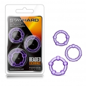 Набор из 3 фиолетовых эрекционных колец Stay Hard Beaded Cockrings - Blush Novelties - в Ангарске купить с доставкой