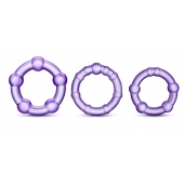 Набор из 3 фиолетовых эрекционных колец Stay Hard Beaded Cockrings - Blush Novelties - в Ангарске купить с доставкой