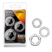 Набор из 3 прозрачных эрекционных колец Stay Hard Beaded Cockrings - Blush Novelties - в Ангарске купить с доставкой