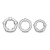 Набор из 3 прозрачных эрекционных колец Stay Hard Beaded Cockrings - Blush Novelties - в Ангарске купить с доставкой
