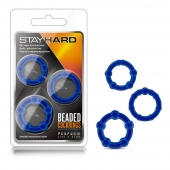 Набор из 3 синих эрекционных колец Stay Hard Beaded Cockrings - Blush Novelties - в Ангарске купить с доставкой