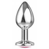 Большая серебристая анальная пробка Diamond Pink Sparkle Large с розовым кристаллом - 8 см. - Lola Games - купить с доставкой в Ангарске