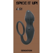 Серое эрекционное кольцо Sensation с анальным стимулятором - Lola Games - в Ангарске купить с доставкой