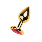 Золотистая анальная пробка с кристаллом-сердцем - 7,5 см. - ToyFa - купить с доставкой в Ангарске