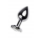 Серебристая анальная пробка с прозрачным кристаллом-сердцем - 8 см. - ToyFa - купить с доставкой в Ангарске