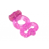 Розовое эрекционное кольцо Rings Treadle с подхватом - Lola Games - в Ангарске купить с доставкой