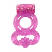 Розовое эрекционное кольцо Rings Treadle с подхватом - Lola Games - в Ангарске купить с доставкой