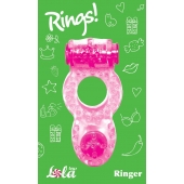 Розовое эрекционное кольцо с вибрацией Rings Ringer - Lola Games - в Ангарске купить с доставкой
