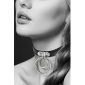 Черный чокер с двумя кольцами - Bijoux Pour Toi - купить с доставкой в Ангарске