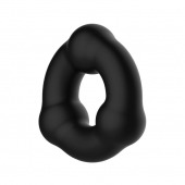 Черное эрекционное кольцо с 3 шариками - Baile - в Ангарске купить с доставкой