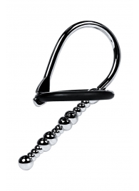 Серебристый уретральный плаг-бусины TOYFA Metal с мягким фиксириющим кольцом - ToyFa - купить с доставкой в Ангарске