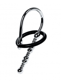 Серебристый уретральный плаг-бусины TOYFA Metal с мягким фиксириющим кольцом - ToyFa - купить с доставкой в Ангарске