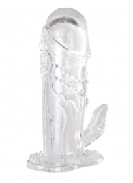 Прозрачная гелевая насадка с клиторальным отростком - 13 см. - Toyfa Basic - в Ангарске купить с доставкой