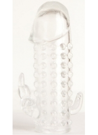 Гелевая прозрачная насадка с 2 отростками - 13 см. - Toyfa Basic - в Ангарске купить с доставкой