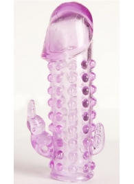 Закрытая фиолетовая насадка с 2 отростками - 13 см. - Toyfa Basic - в Ангарске купить с доставкой