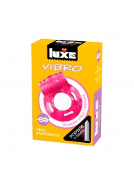 Розовое эрекционное виброкольцо Luxe VIBRO  Ужас Альпиниста  + презерватив - Luxe - в Ангарске купить с доставкой