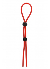 Красное лассо на пенис с двумя бусинами STRETCHY LASSO CAGE - Dream Toys - в Ангарске купить с доставкой