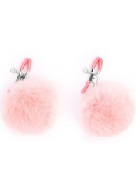 Зажимы для сосков с розовым пушком - Notabu - купить с доставкой в Ангарске