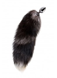 Серебристая металлическая анальная втулка с хвостом чернобурой лисы - размер S - ToyFa - купить с доставкой в Ангарске